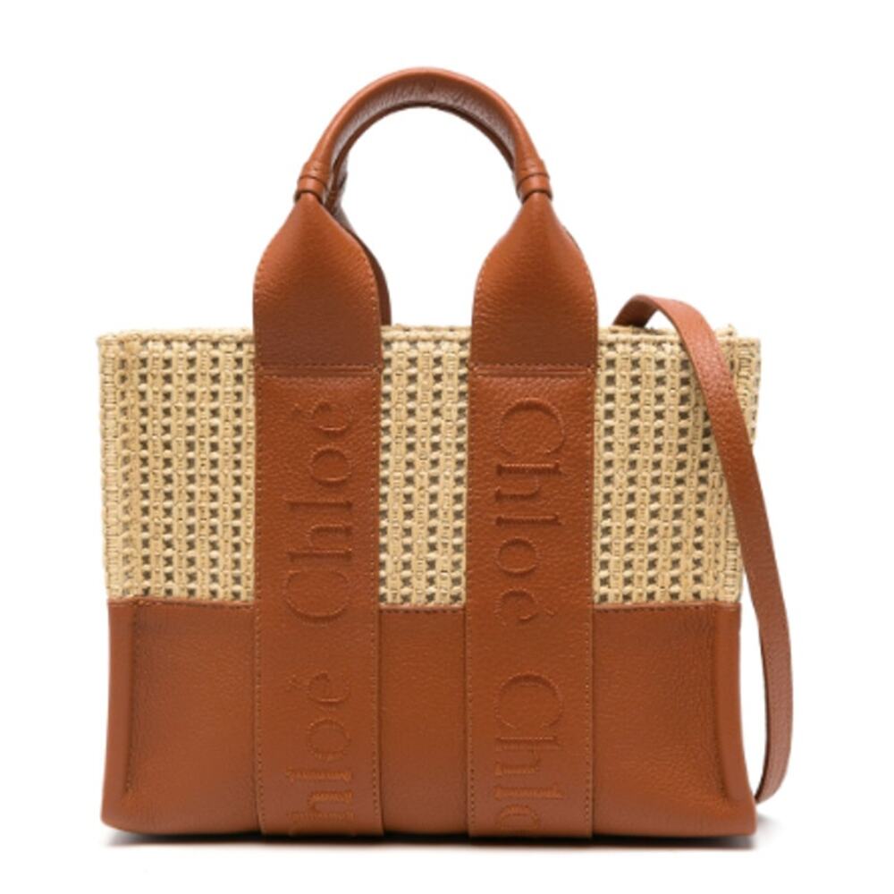 ❌❌SOLD!❌❌BRAND NEW CHLOE SMALL STRAW RAFFIA LEATHER WOODY SUMMER TOTE BAG - Picture 1 of 16